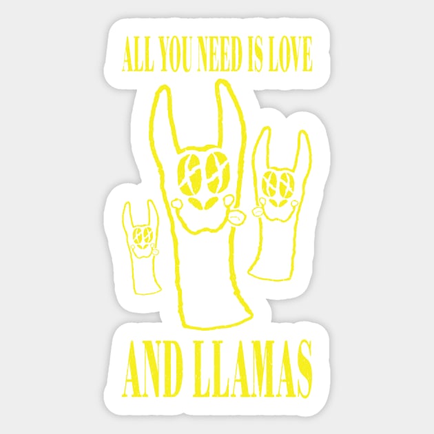 ALL YOU NEED IS LOVE AND LLAMAS Vintage Grunge Style Sticker by pelagio